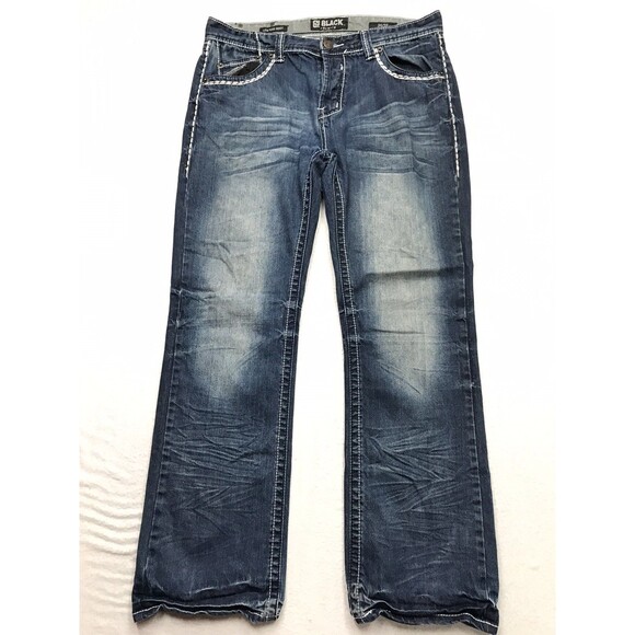 BUCKLE BLACK Premium Jeans Men 34x32 Low Rise Boot Button Fly Whisker Honeycomb - Picture 1 of 16